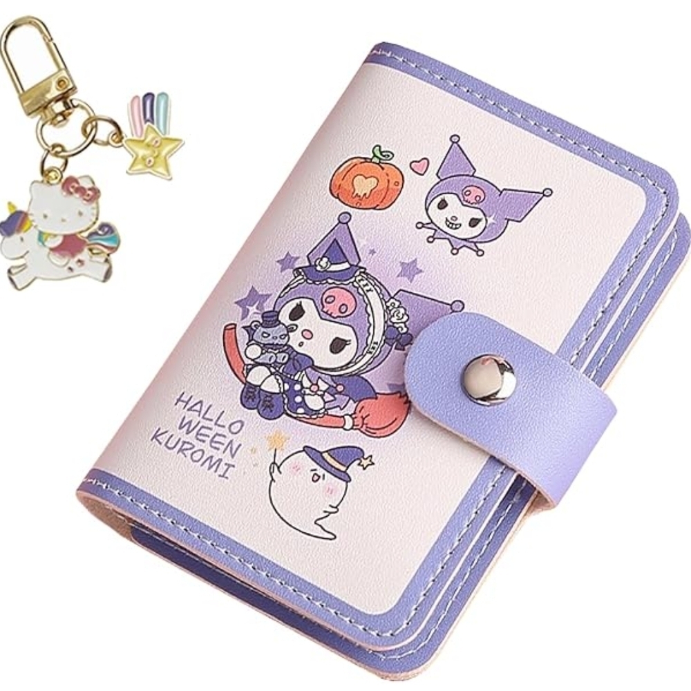 Kuromi Halloween Wallet with Keychain - Lavender and Cream
